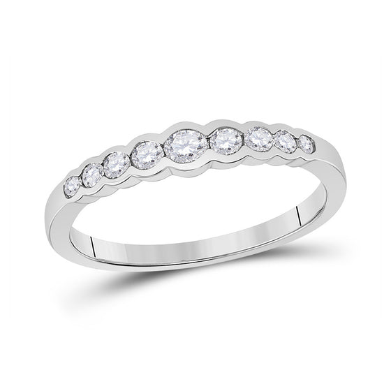 10k White Gold Womens Round Diamond Stackable Band Ring 1/3 Cttw