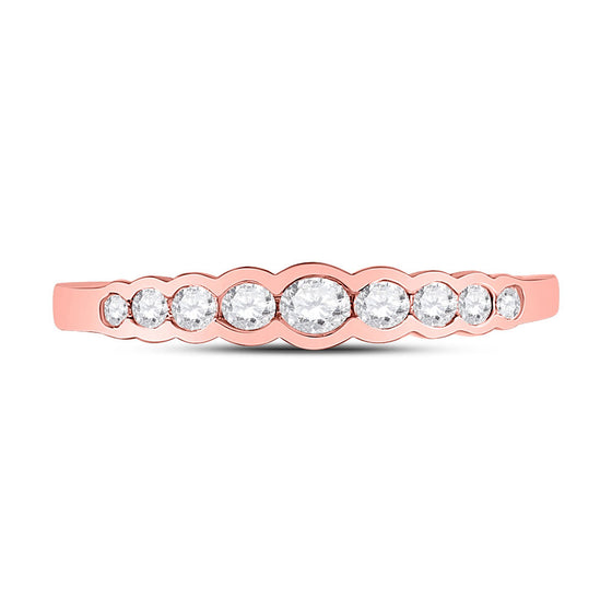 10k Rose Gold Womens Round Diamond Stackable Band Ring 1/3 Cttw