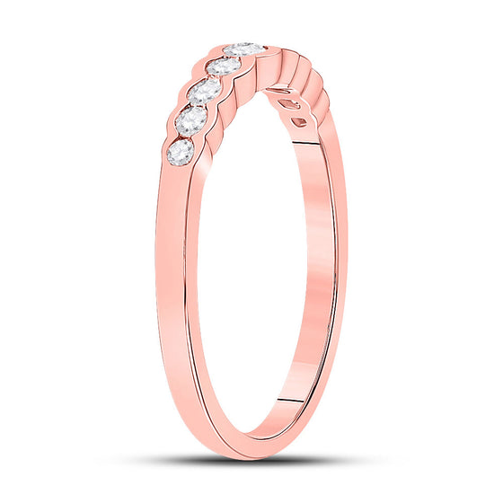 10k Rose Gold Womens Round Diamond Stackable Band Ring 1/3 Cttw