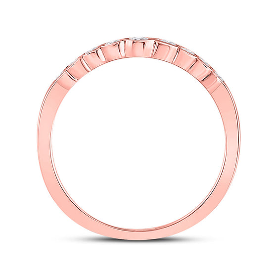 10k Rose Gold Womens Round Diamond Stackable Band Ring 1/3 Cttw