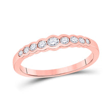  10k Rose Gold Womens Round Diamond Stackable Band Ring 1/3 Cttw