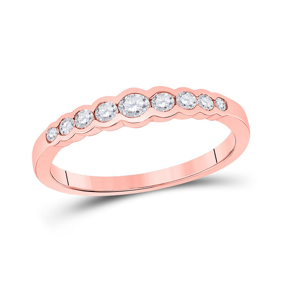 10k Rose Gold Womens Round Diamond Stackable Band Ring 1/3 Cttw