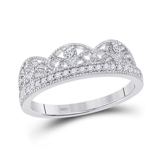  10k White Gold Womens Round Diamond Band Ring 1/5 Cttw