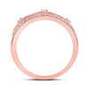 10k Rose Gold Womens Round Diamond Band Ring 1/5 Cttw