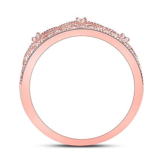10k Rose Gold Womens Round Diamond Band Ring 1/5 Cttw