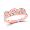 10k Rose Gold Womens Round Diamond Band Ring 1/5 Cttw