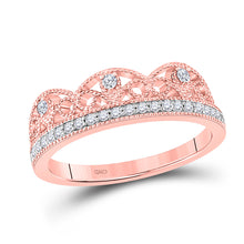  10k Rose Gold Womens Round Diamond Band Ring 1/5 Cttw
