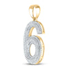 10k Yellow Gold Mens Round Diamond Number 6 Charm Pendant 5/8 Cttw