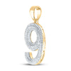 10k Yellow Gold Mens Round Diamond Number 9 Charm Pendant 5/8 Cttw