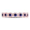 10k Rose Gold Womens Round Blue Sapphire Stackable Band Ring 1/2 Cttw