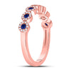 10k Rose Gold Womens Round Blue Sapphire Stackable Band Ring 1/2 Cttw