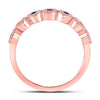 10k Rose Gold Womens Round Blue Sapphire Stackable Band Ring 1/2 Cttw