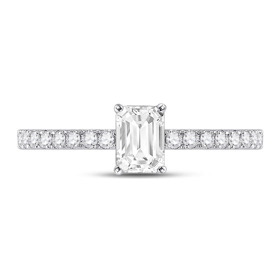 14k White Gold Emerald Diamond Solitaire Bridal Wedding Engagement Ring 1 Cttw