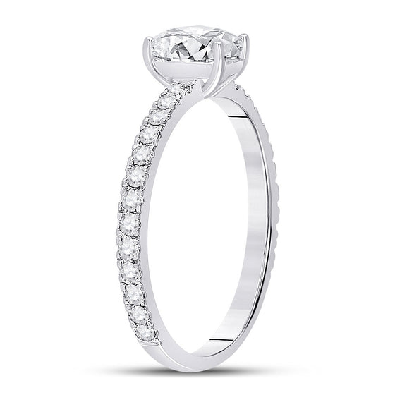 14k White Gold Emerald Diamond Solitaire Bridal Wedding Engagement Ring 1 Cttw