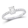 14k White Gold Emerald Diamond Solitaire Bridal Wedding Engagement Ring 1 Cttw