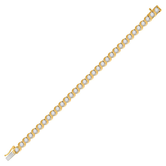 14k Yellow Gold Womens Round Diamond Tennis Bracelet 5 Cttw