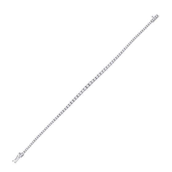 14k White Gold Womens Round Diamond Tennis Bracelet 3 Cttw