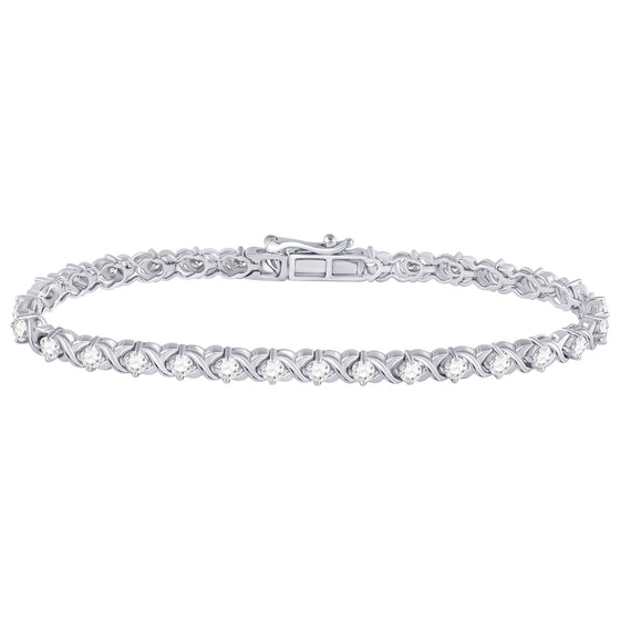 14k White Gold Womens Round Diamond Tennis Bracelet 3 Cttw