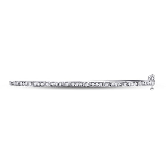 10k White Gold Womens Round Diamond Stackable Bangle Bracelet 1/2 Cttw