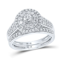  14k White Gold Round Diamond Bridal Wedding Ring Band Set 1 Cttw