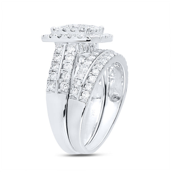 14k White Gold Round Diamond Bridal Wedding Ring Band Set 2 Cttw