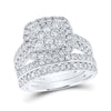 14k White Gold Round Diamond Bridal Wedding Ring Band Set 2 Cttw