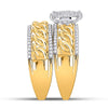 10k Yellow Gold His Hers Round Diamond Cluster Matching Wedding Set 5/8 Cttw