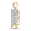 10k Yellow Gold Mens Round Diamond Dripping B Letter Charm Pendant 5/8 Cttw