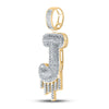 10k Yellow Gold Mens Round Diamond Dripping J Letter Charm Pendant 5/8 Cttw