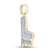 10k Yellow Gold Mens Round Diamond Dripping L Letter Charm Pendant 1/2 Cttw