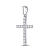 10k White Gold Womens Round Diamond Religious Cross Pendant 1/10 Cttw