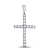 10k White Gold Womens Round Diamond Religious Cross Pendant 1/10 Cttw