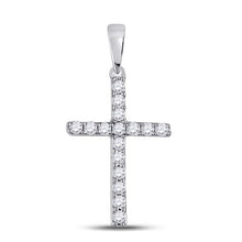  10k White Gold Womens Round Diamond Religious Cross Pendant 1/10 Cttw