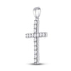 10k White Gold Womens Round Diamond Cross Pendant 1/2 Cttw