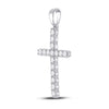 10k White Gold Womens Round Diamond Cross Pendant 1/2 Cttw