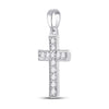 10k White Gold Womens Round Diamond Cross Pendant 1/6 Cttw