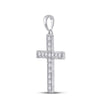 10k White Gold Womens Round Diamond Cross Pendant 1/3 Cttw