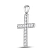 10k White Gold Womens Round Diamond Cross Pendant 1/2 Cttw
