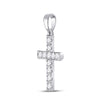 10k White Gold Womens Round Diamond Cross Pendant 1/4 Cttw