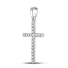 10k White Gold Womens Round Diamond Cross Pendant 1/5 Cttw