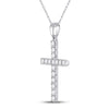 10k White Gold Womens Round Diamond Cross Pendant 1/2 Cttw