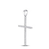 10k White Gold Womens Round Diamond Cross Pendant 1/4 Cttw