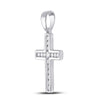 10k White Gold Womens Round Diamond Cross Pendant 1/10 Cttw