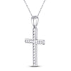 10k White Gold Womens Round Diamond Cross Pendant 1/5 Cttw