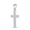 10k White Gold Womens Round Diamond Cross Pendant 1/3 Cttw