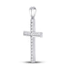 14k White Gold Womens Round Diamond Cross Pendant 1/2 Cttw