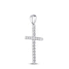 10k White Gold Womens Round Diamond Cross Pendant 1/3 Cttw