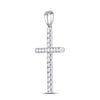 14k White Gold Womens Round Diamond Cross Pendant 1/2 Cttw