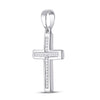 10k White Gold Womens Princess Diamond Cross Pendant 1/10 Cttw
