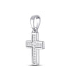 10k White Gold Womens Princess Diamond Cross Pendant 1/3 Cttw